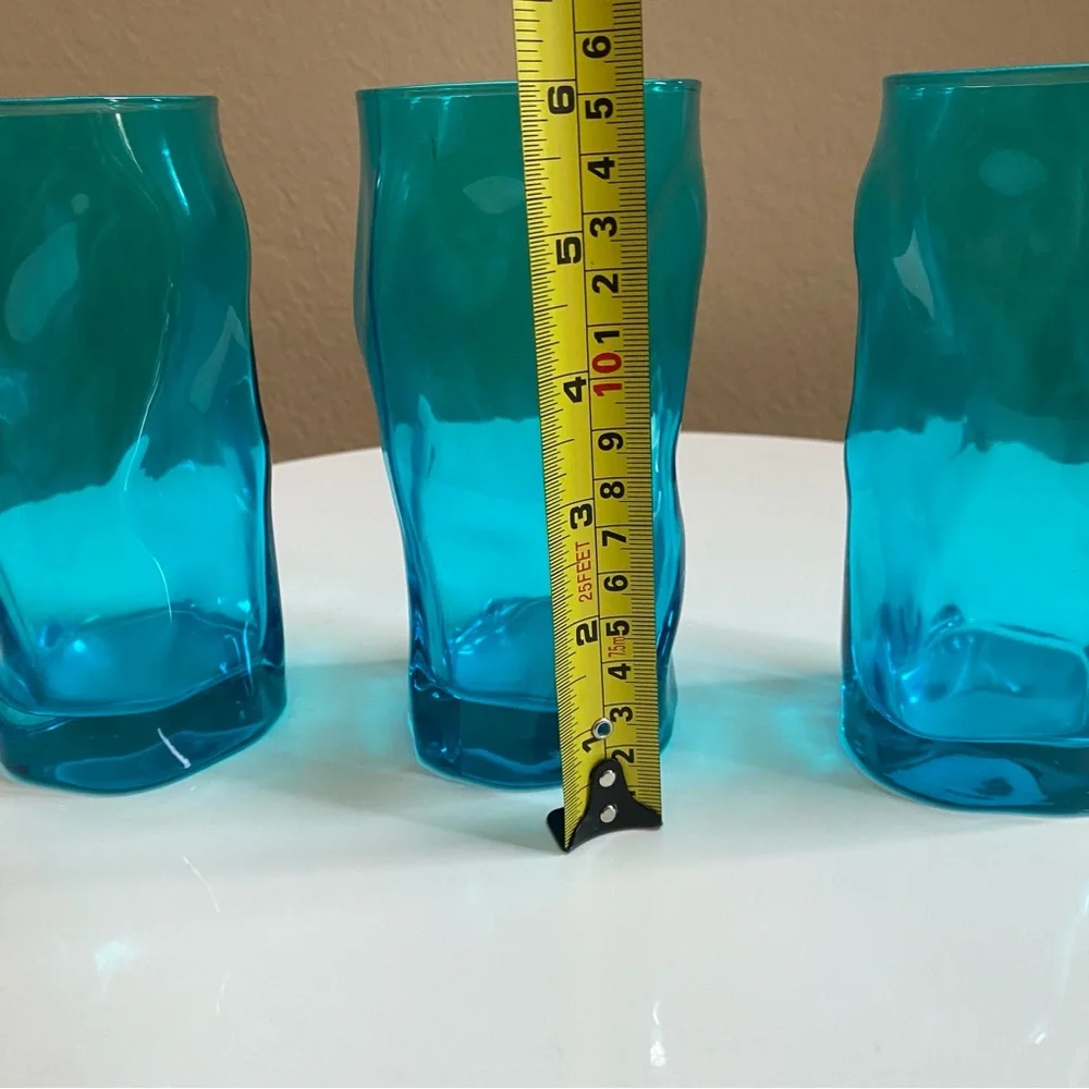 EUC 3 Peacock Blue Glass Drinking cups